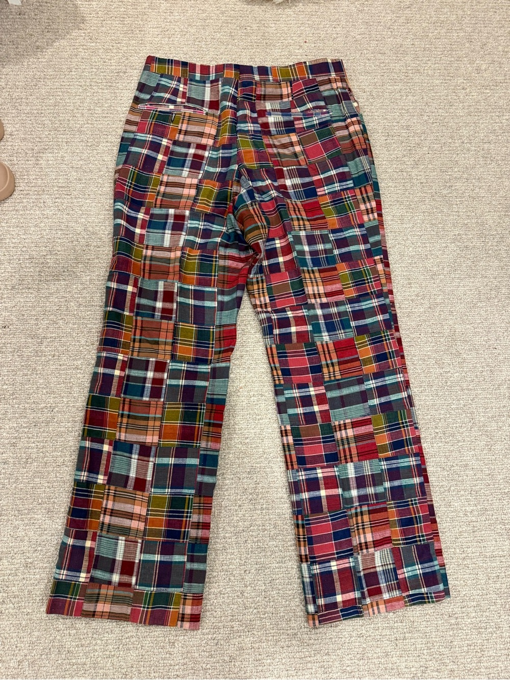 Vintage 1970s Corbin Ltd wedge wood Madras Plaid patchwork go-to-hell golf pants - Picture 7 of 11